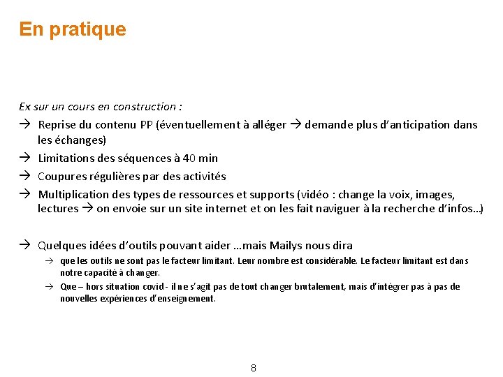 En pratique Ex sur un cours en construction : Reprise du contenu PP (éventuellement