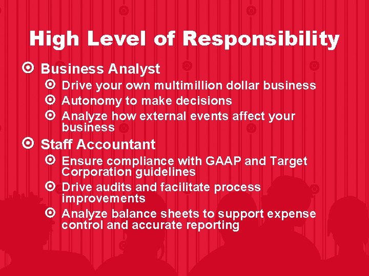 High Level of Responsibility Business Analyst Drive your own multimillion dollar business Autonomy to High Level of Responsibility Business Analyst Drive your own multimillion dollar business Autonomy to
