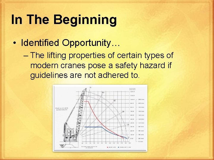 In The Beginning • Identified Opportunity… – The lifting properties of certain types of