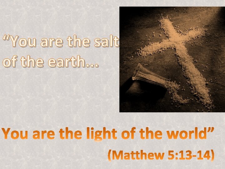 “You are the salt of the earth. . . 