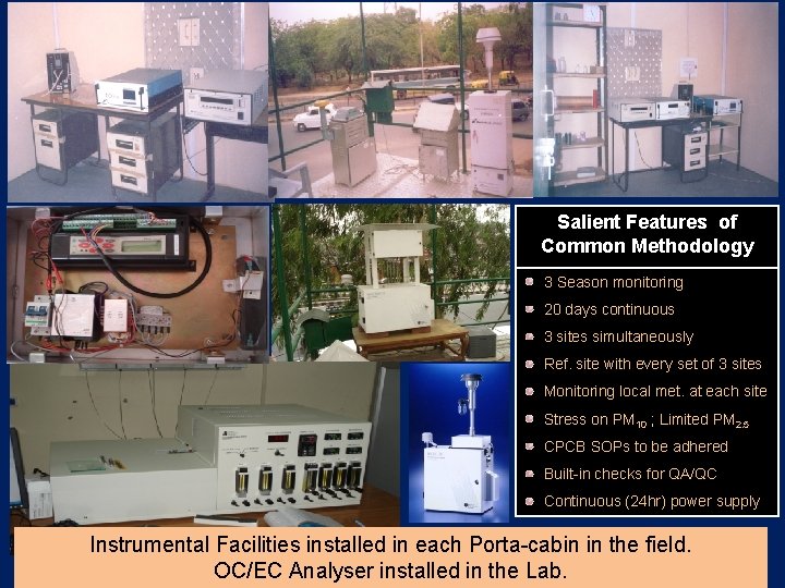 Salient Features of Common Methodology 3 Season monitoring 20 days continuous 3 sites simultaneously