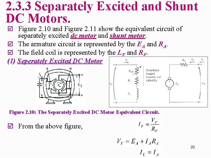 2. 3. 3 Separately Excited and Shunt DC Motors. þ Figure 2. 10 and