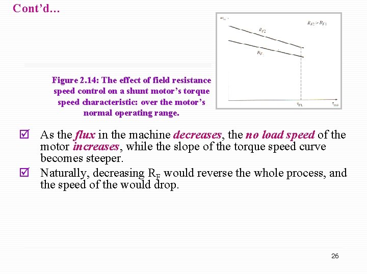 Cont’d… Figure 2. 14: The effect of field resistance speed control on a shunt