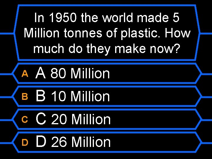 In 1950 the world made 5 Million tonnes of plastic. How much do they