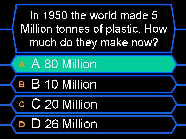In 1950 the world made 5 Million tonnes of plastic. How much do they