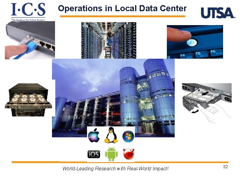 Operations in Local Data Center World-Leading Research with Real-World Impact! 32 