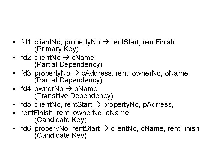  • fd 1 client. No, property. No rent. Start, rent. Finish (Primary Key)
