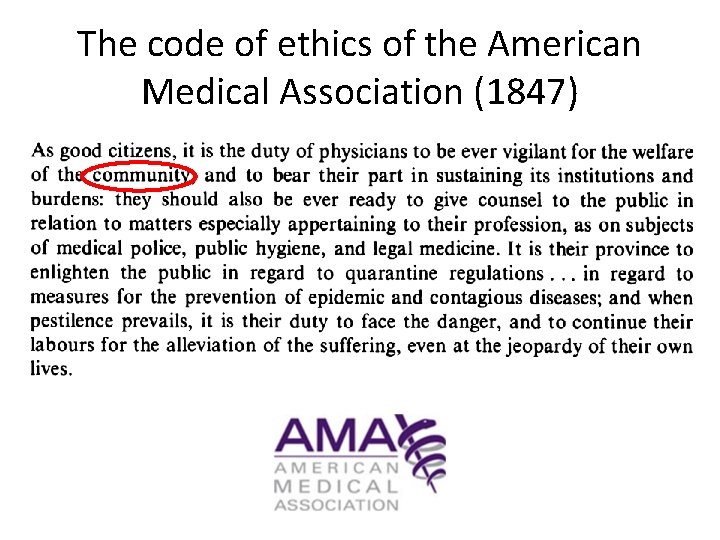 The code of ethics of the American Medical Association (1847) 