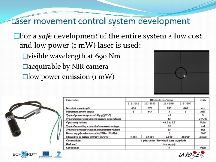 Laser movement control system development �For a safe development of the entire system a