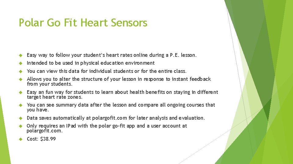 Polar Go Fit Heart Sensors Easy way to follow your student’s heart rates online