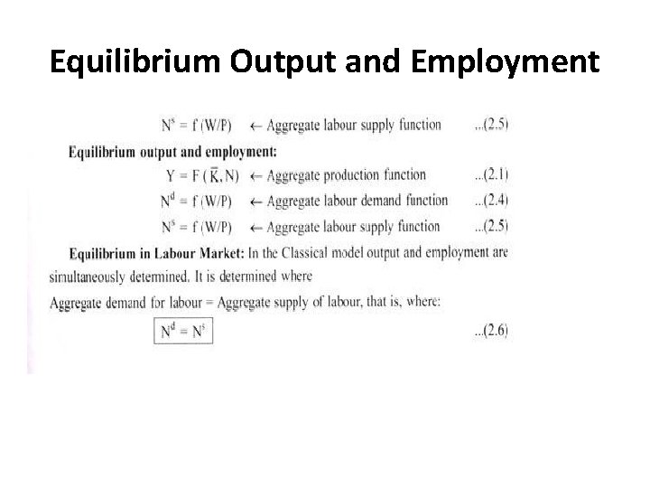 Equilibrium Output and Employment 