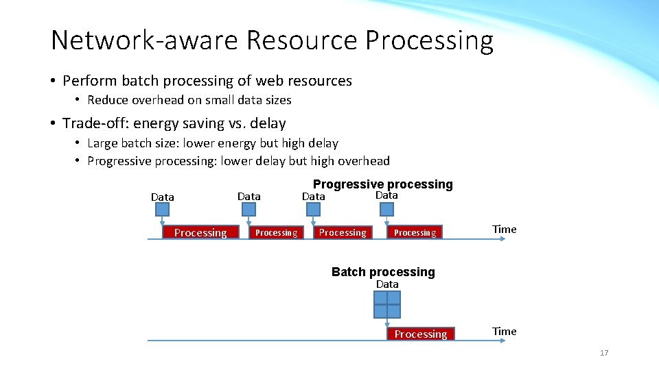 Network-aware Resource Processing • Perform batch processing of web resources • Reduce overhead on