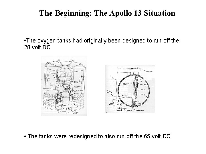 The Beginning: The Apollo 13 Situation • The oxygen tanks had originally been designed