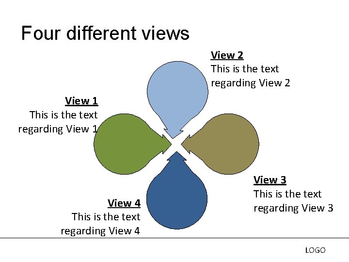 Four different views View 2 This is the text regarding View 2 View 1