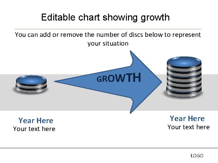Editable chart showing growth You can add or remove the number of discs below