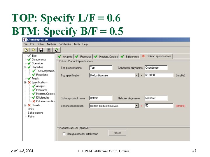 TOP: Specify L/F = 0. 6 BTM: Specify B/F = 0. 5 April 4