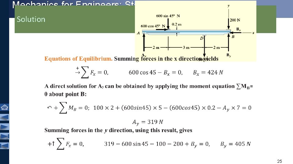 Mechanics for Engineers: Statics Solution 25 Mechanics for Engineers: Statics Solution 25