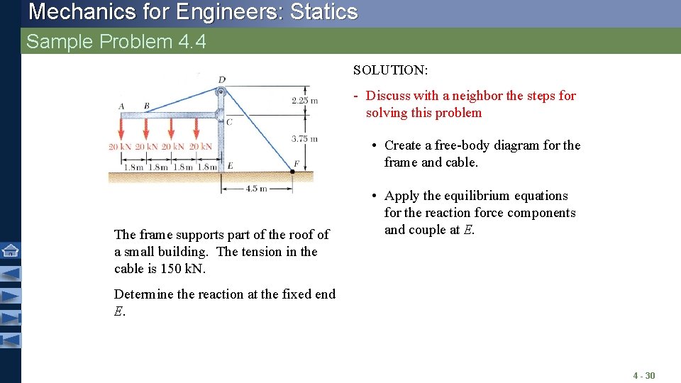 Mechanics for Engineers: Statics Sample Problem 4. 4 SOLUTION: - Discuss with a neighbor Mechanics for Engineers: Statics Sample Problem 4. 4 SOLUTION: - Discuss with a neighbor