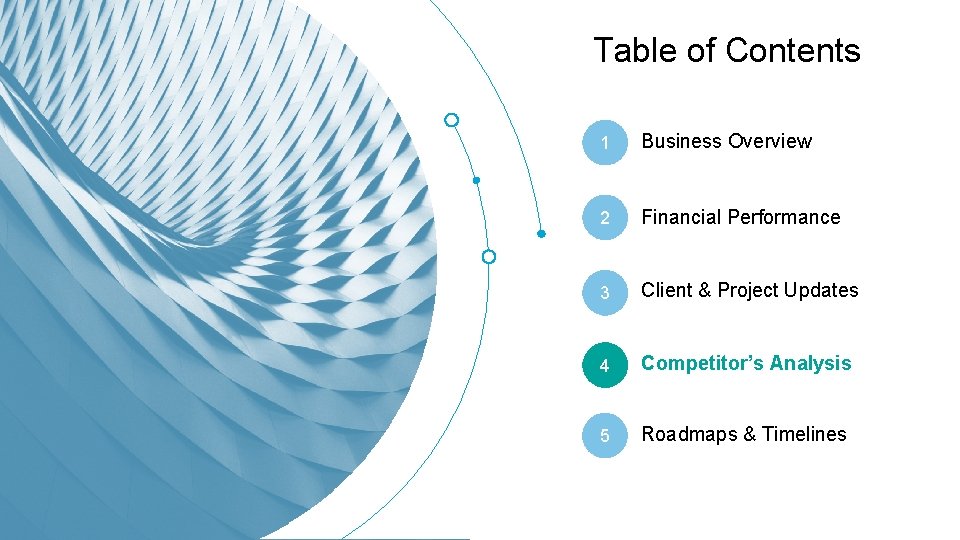 Table of Contents 1 Business Overview 2 Financial Performance 3 Client & Project Updates