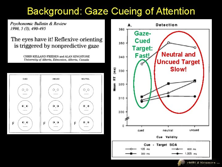 Background: Gaze Cueing of Attention Gaze. Cued Target: Fast! Neutral and Uncued Target Slow!