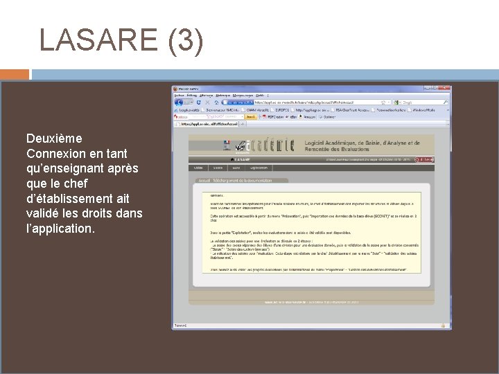 LASARE (3) Deuxième Connexion en tant qu’enseignant après que le chef d’établissement ait validé