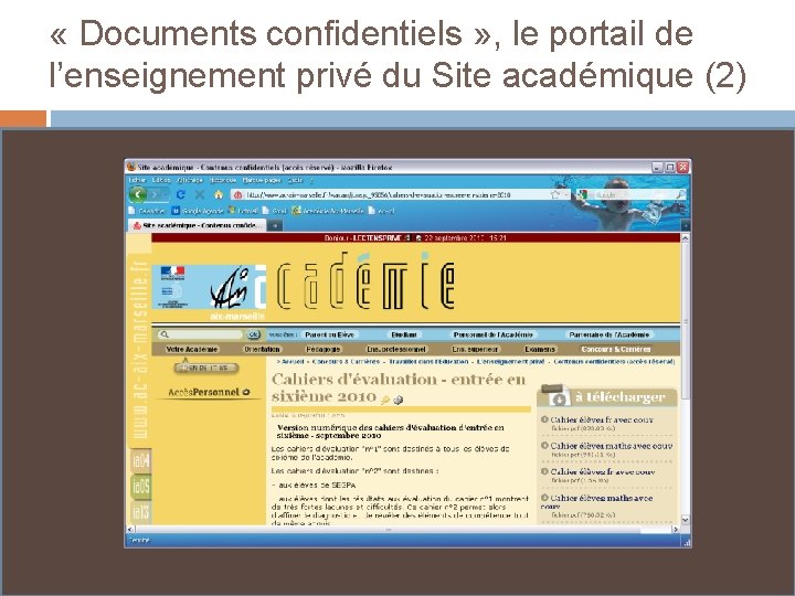  « Documents confidentiels » , le portail de l’enseignement privé du Site académique