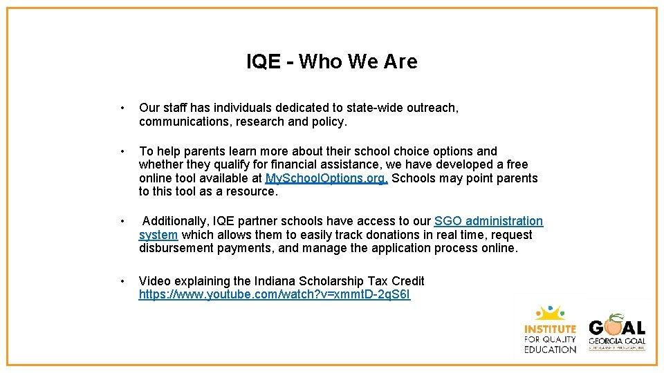 IQE - Who We Are • Our staff has individuals dedicated to state-wide outreach,