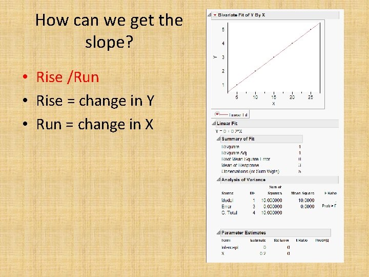 How can we get the slope? • Rise /Run • Rise = change in