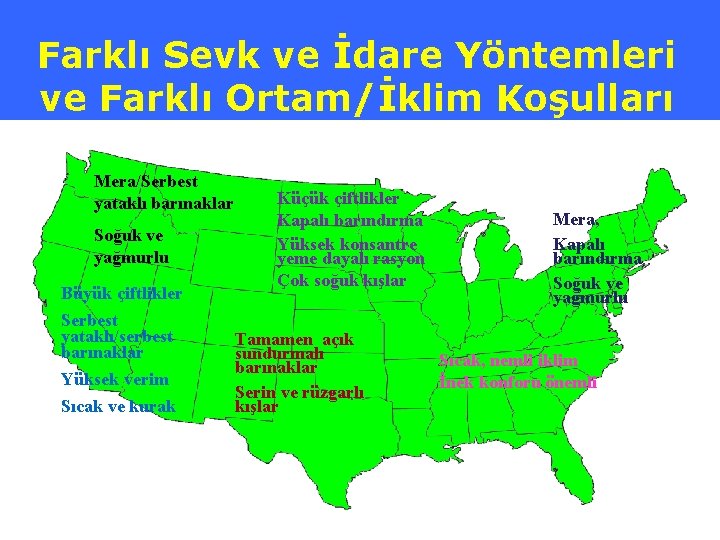 Farklı Sevk ve İdare Yöntemleri ve Farklı Ortam/İklim Koşulları Mera/Serbest Küçük çiftlikler yataklı barınaklar