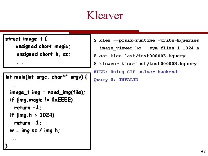 Kleaver struct image_t { unsigned short magic; unsigned short h, sz; . . .