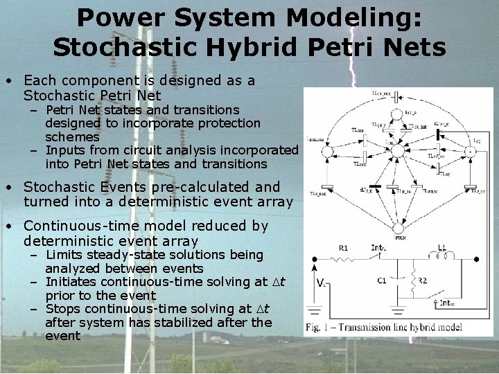 Power System Modeling: Stochastic Hybrid Petri Nets • Each component is designed as a