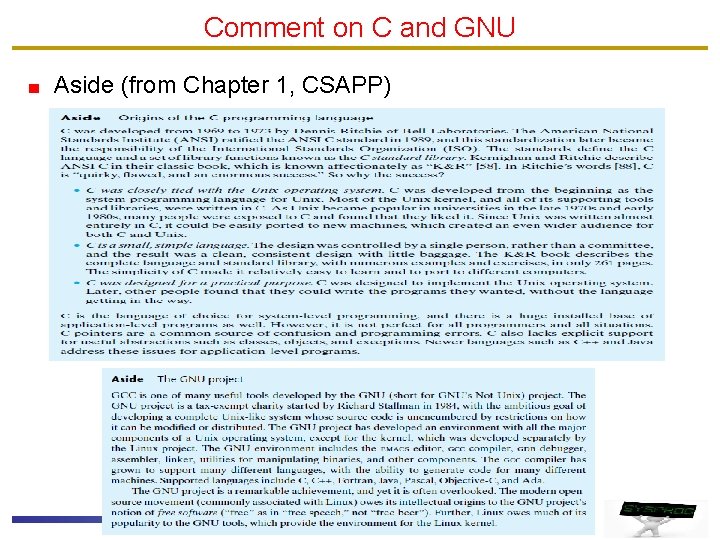 Comment on C and GNU Aside (from Chapter 1, CSAPP) 9 