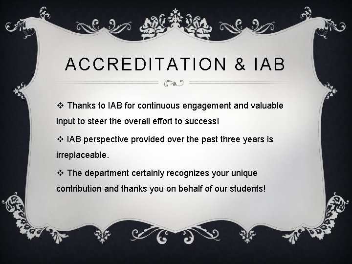 ACCREDITATION & IAB v Thanks to IAB for continuous engagement and valuable input to