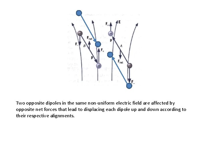 Two opposite dipoles in the same non-uniform electric field are affected by opposite net