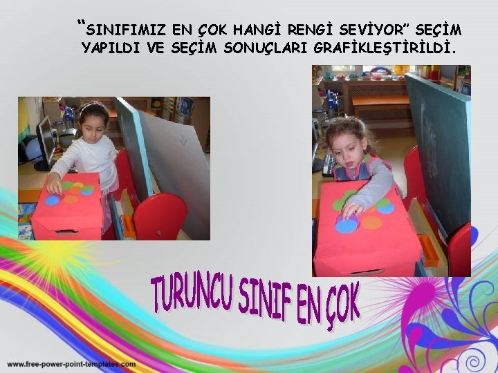 “SINIFIMIZ EN ÇOK HANGİ RENGİ SEVİYOR” SEÇİM YAPILDI VE SEÇİM SONUÇLARI GRAFİKLEŞTİRİLDİ. 