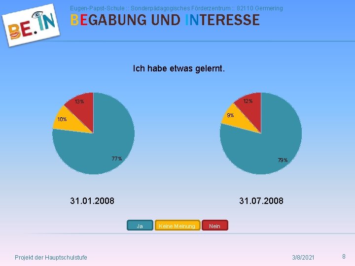 Eugen-Papst-Schule : : Sonderpädagogisches Förderzentrum : : 82110 Germering BEGABUNG UND INTERESSE Ich habe