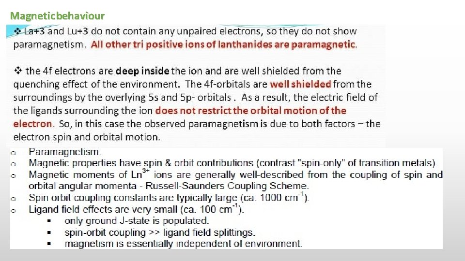 Magnetic behaviour 