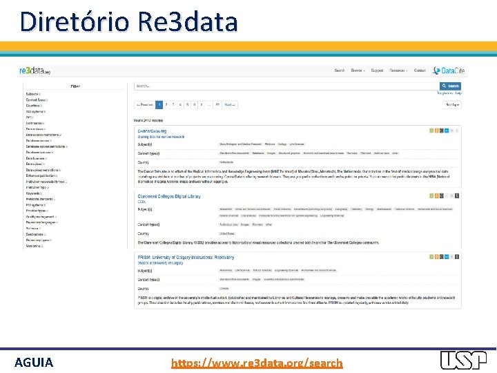 Diretório Re 3 data AGUIA https: //www. re 3 data. org/search 