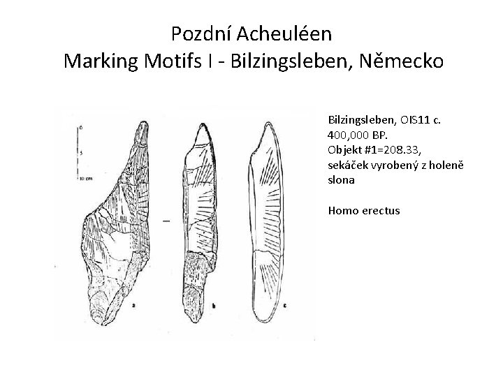 Pozdní Acheuléen Marking Motifs I - Bilzingsleben, Německo Bilzingsleben, OIS 11 c. 400, 000