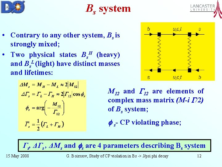 Bs system • Contrary to any other system, Bs is strongly mixed; • Two