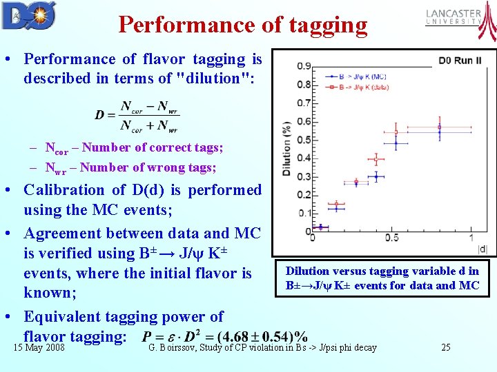 Performance of tagging • Performance of flavor tagging is described in terms of "dilution":