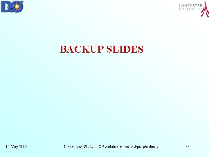 BACKUP SLIDES 15 May 2008 G. Boirssov, Study of CP violation in Bs ->