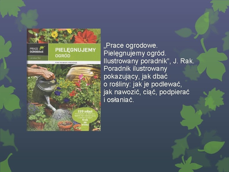 „Prace ogrodowe. Pielęgnujemy ogród. Ilustrowany poradnik”, J. Rak. Poradnik ilustrowany pokazujący, jak dbać o