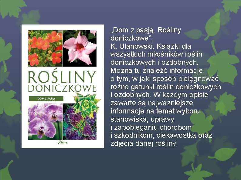 „Dom z pasją. Rośliny doniczkowe”, K. Ulanowski. Książki dla wszystkich miłośników roślin doniczkowych i