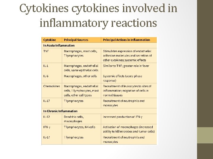 Cytokines cytokines involved in inflammatory reactions 