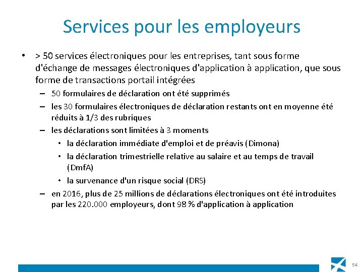Services pour les employeurs • > 50 services électroniques pour les entreprises, tant sous
