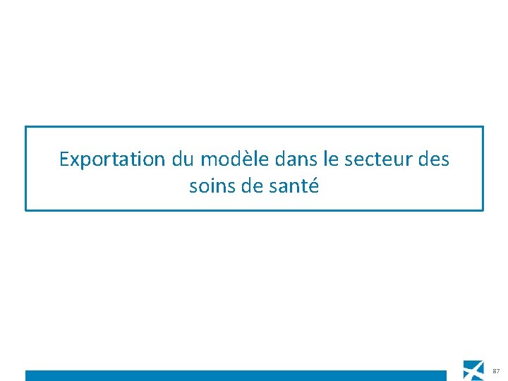 Exportation du modèle dans le secteur des soins de santé 87 