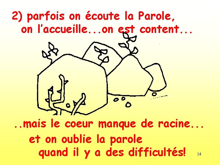 2) parfois on écoute la Parole, on l’accueille. . . on est content. .