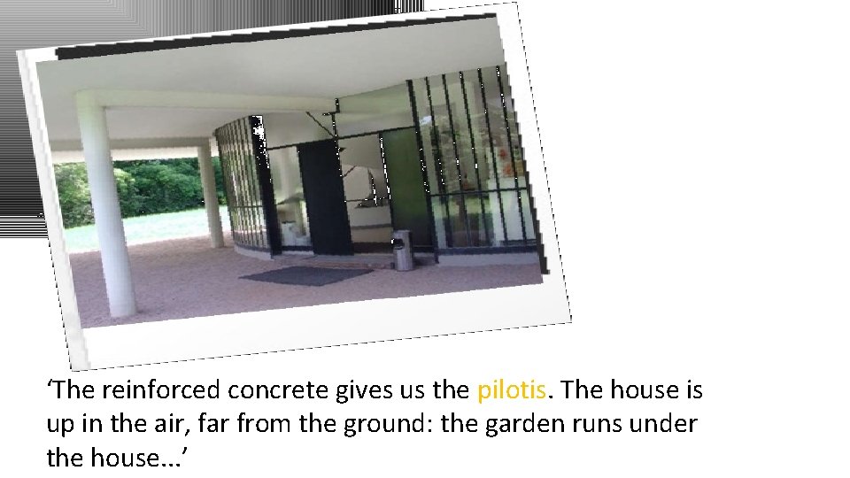 ‘The reinforced concrete gives us the pilotis. The house is up in the air,