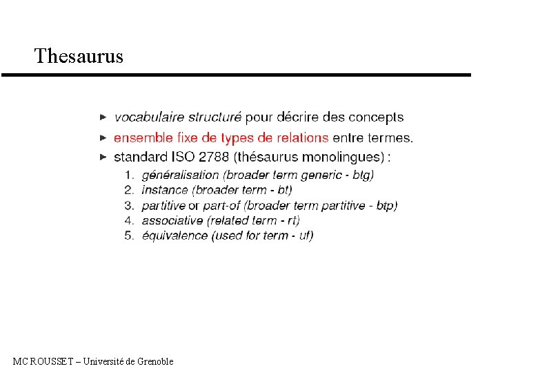 Thesaurus MC ROUSSET – Université de Grenoble 